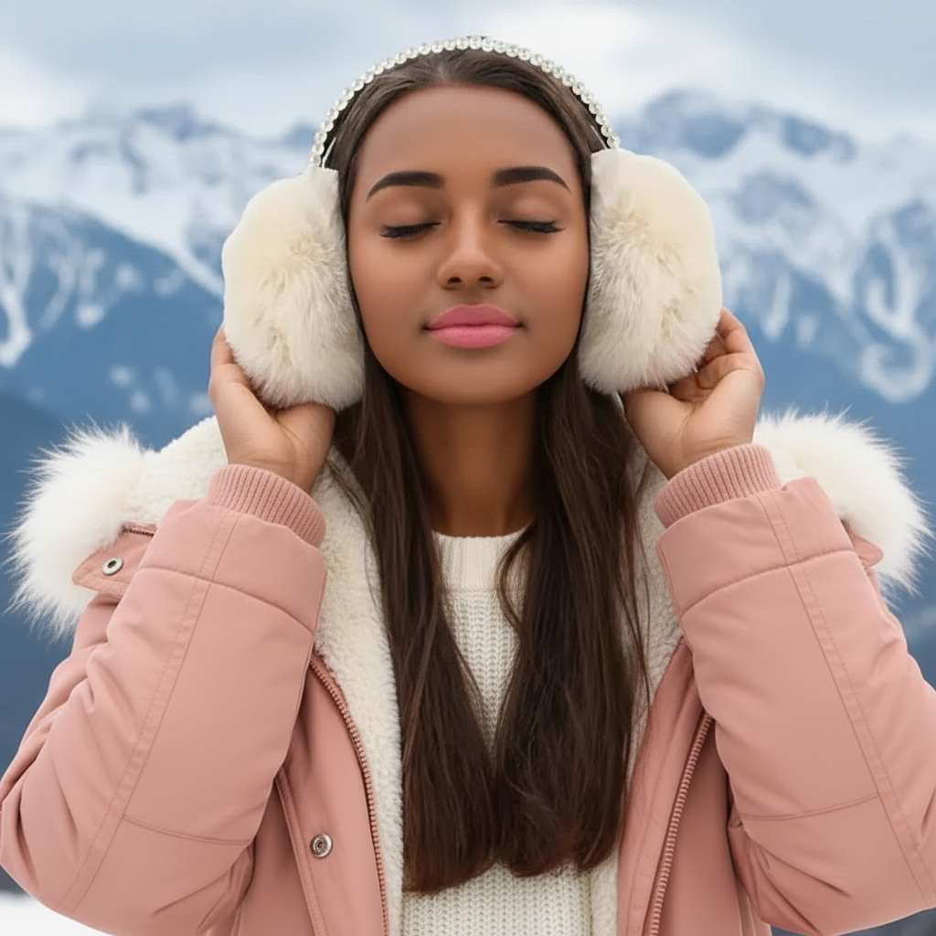 Pink fluffy earmuffs