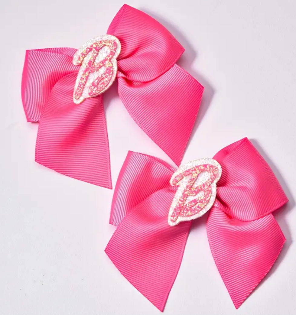 Pink B ribbon clips