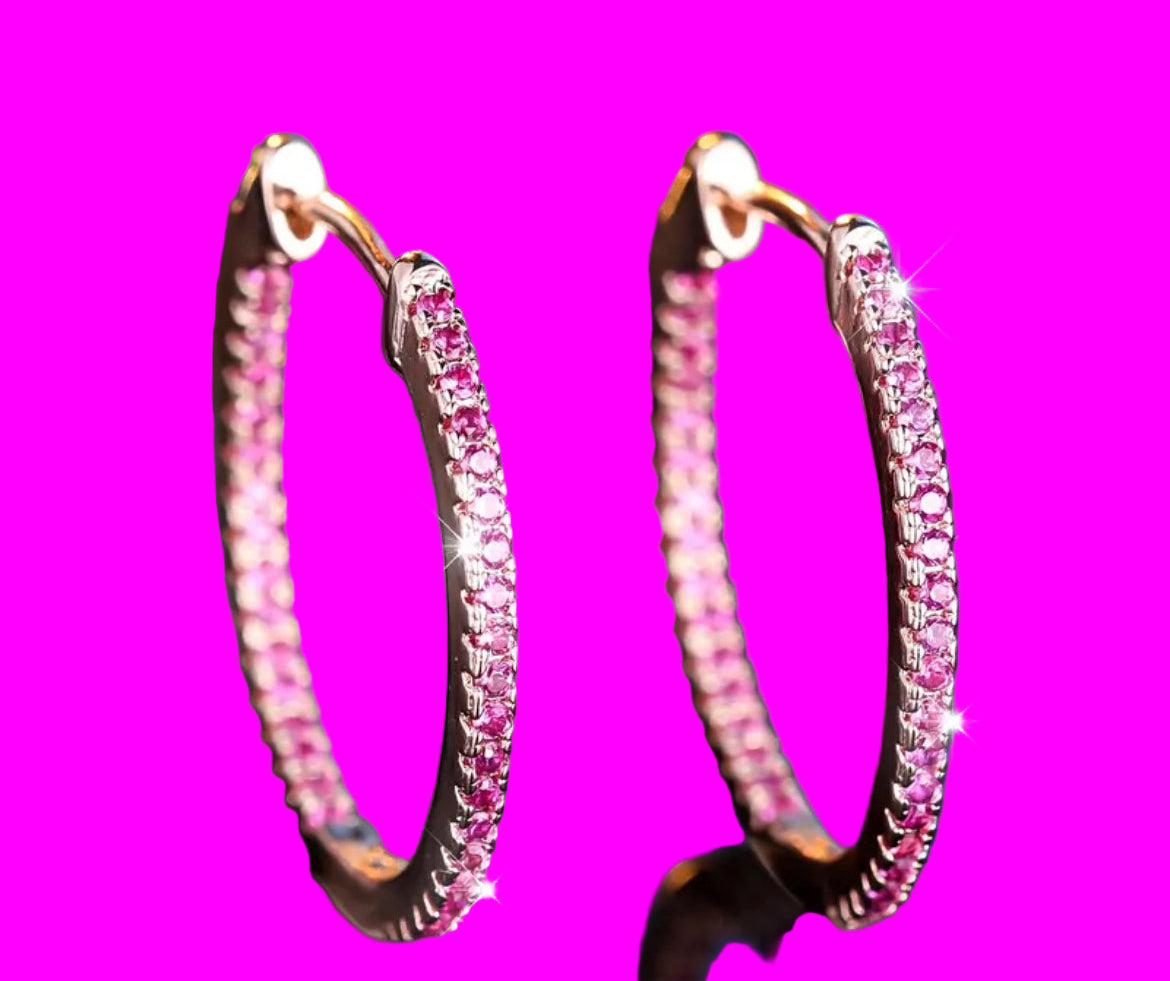 Pink cz earrings