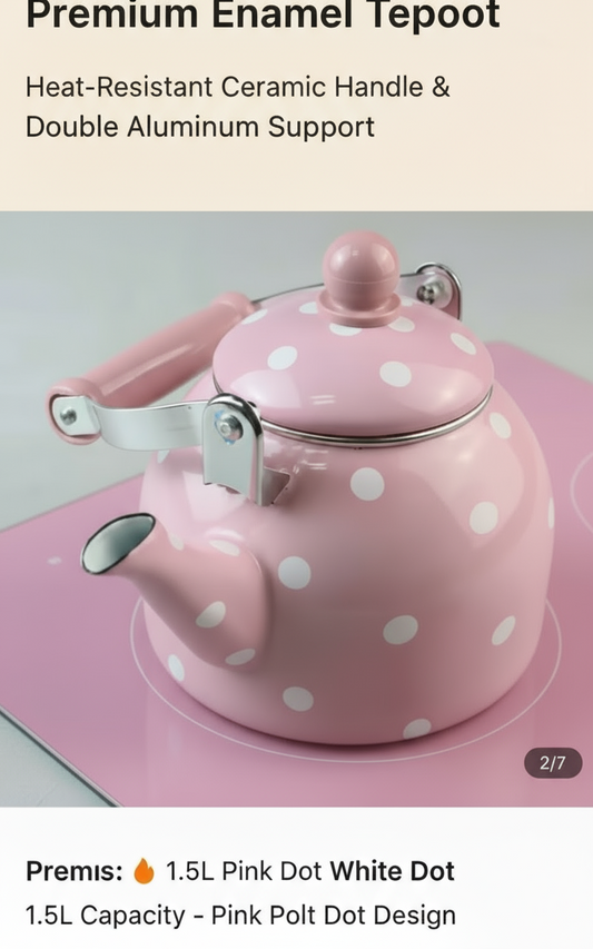 Cute pink polkadot tea pot