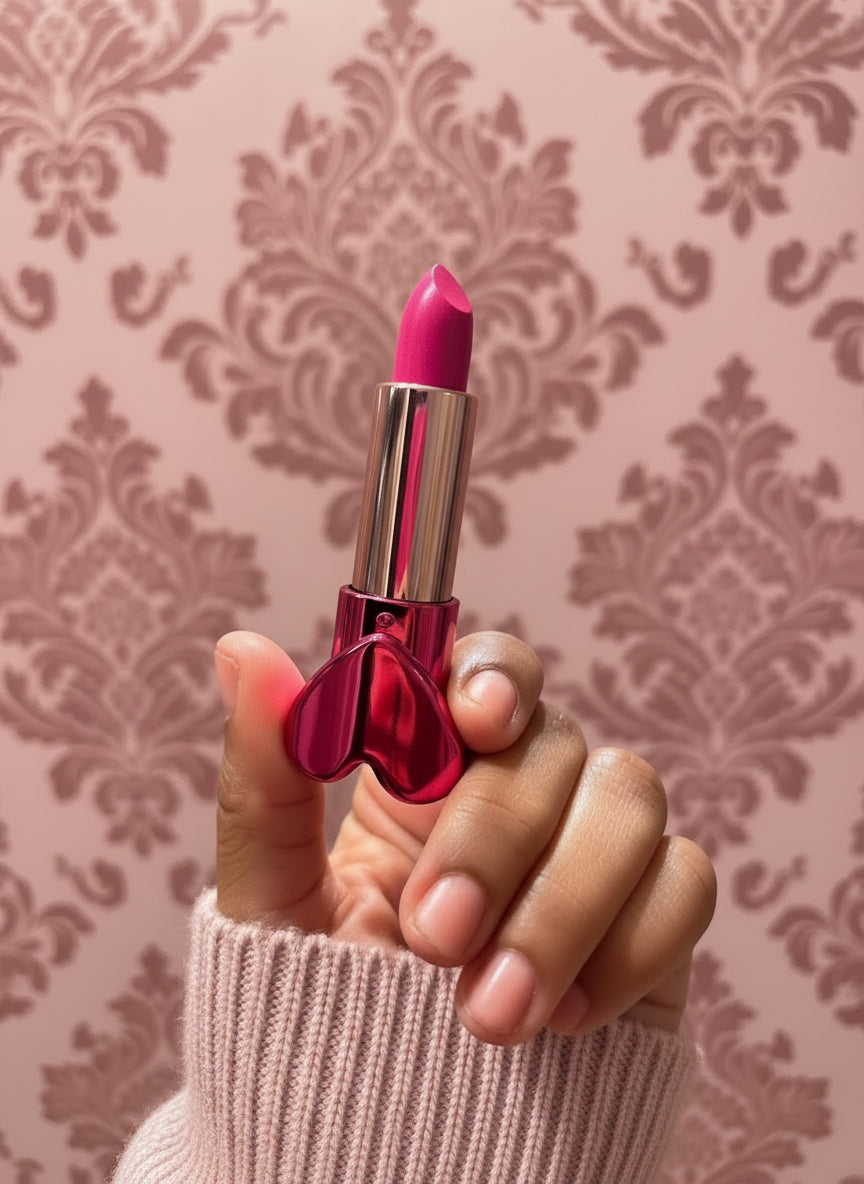 Heart shaped hot pink lipstick
