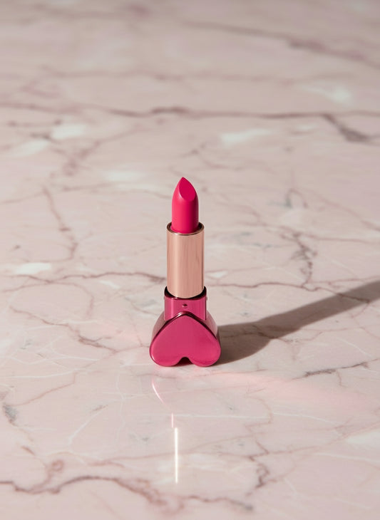 Heart shaped hot pink lipstick