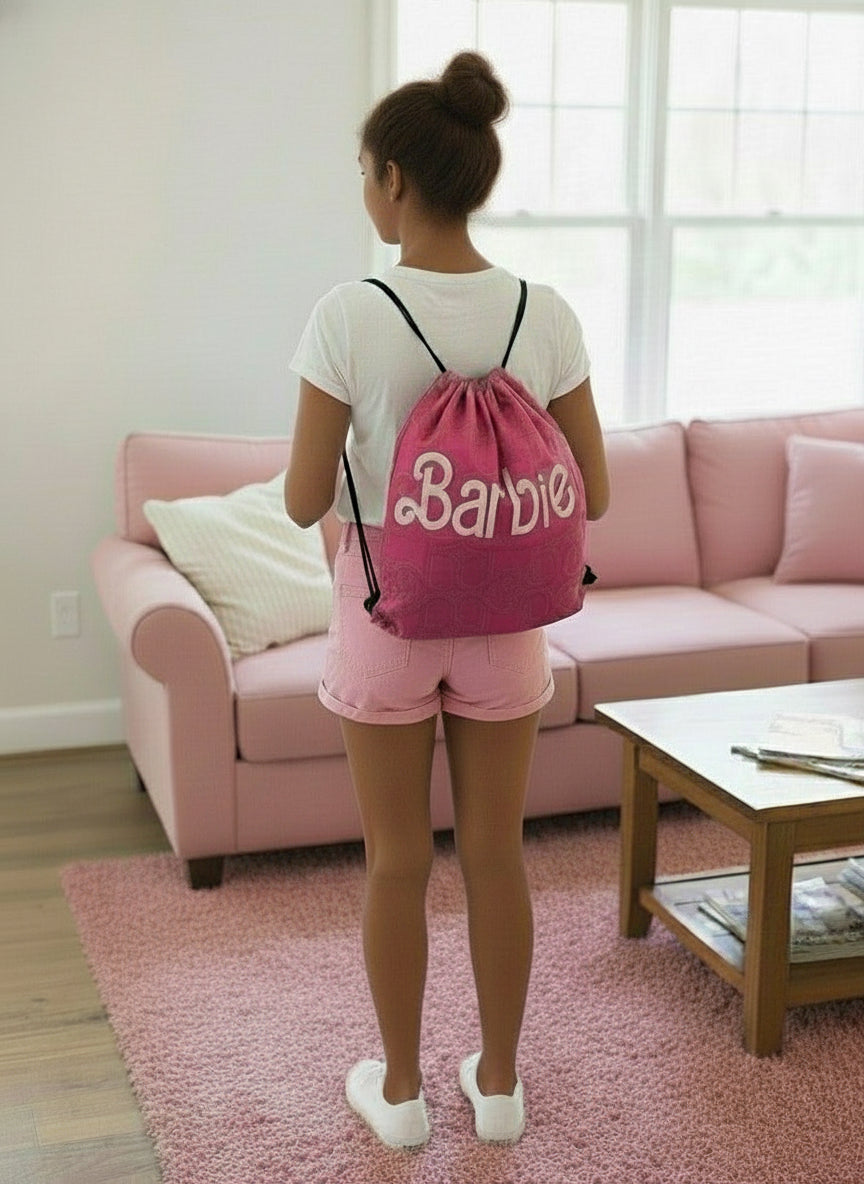 Pink Barbie Drawstring backpack