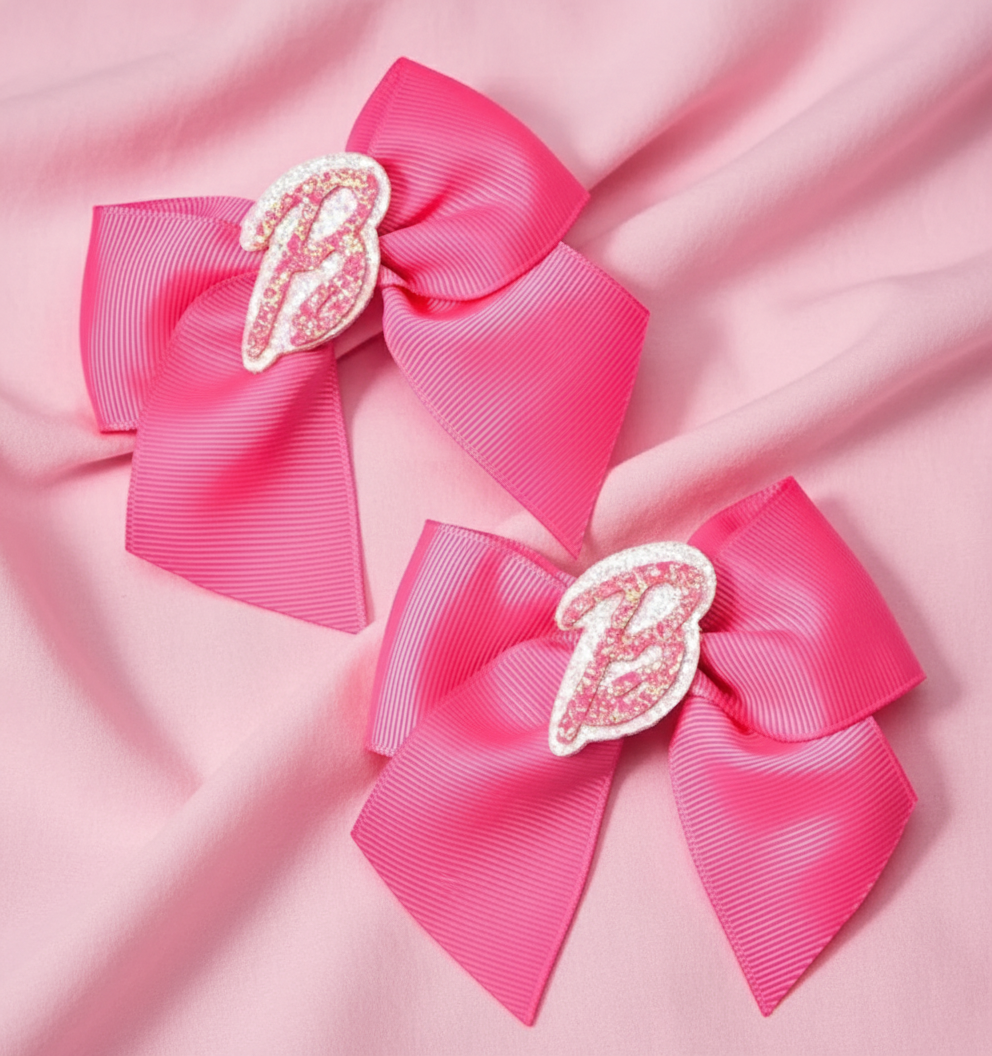 Pink B ribbon clips