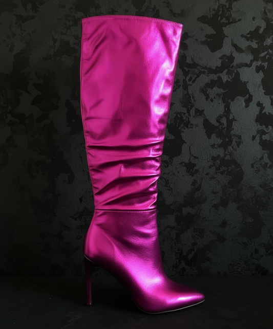 Glam Hot pink knee-high boots