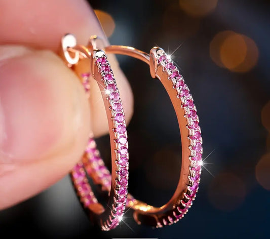 Pink cz earrings