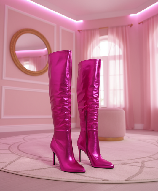 Glam Hot pink knee-high boots