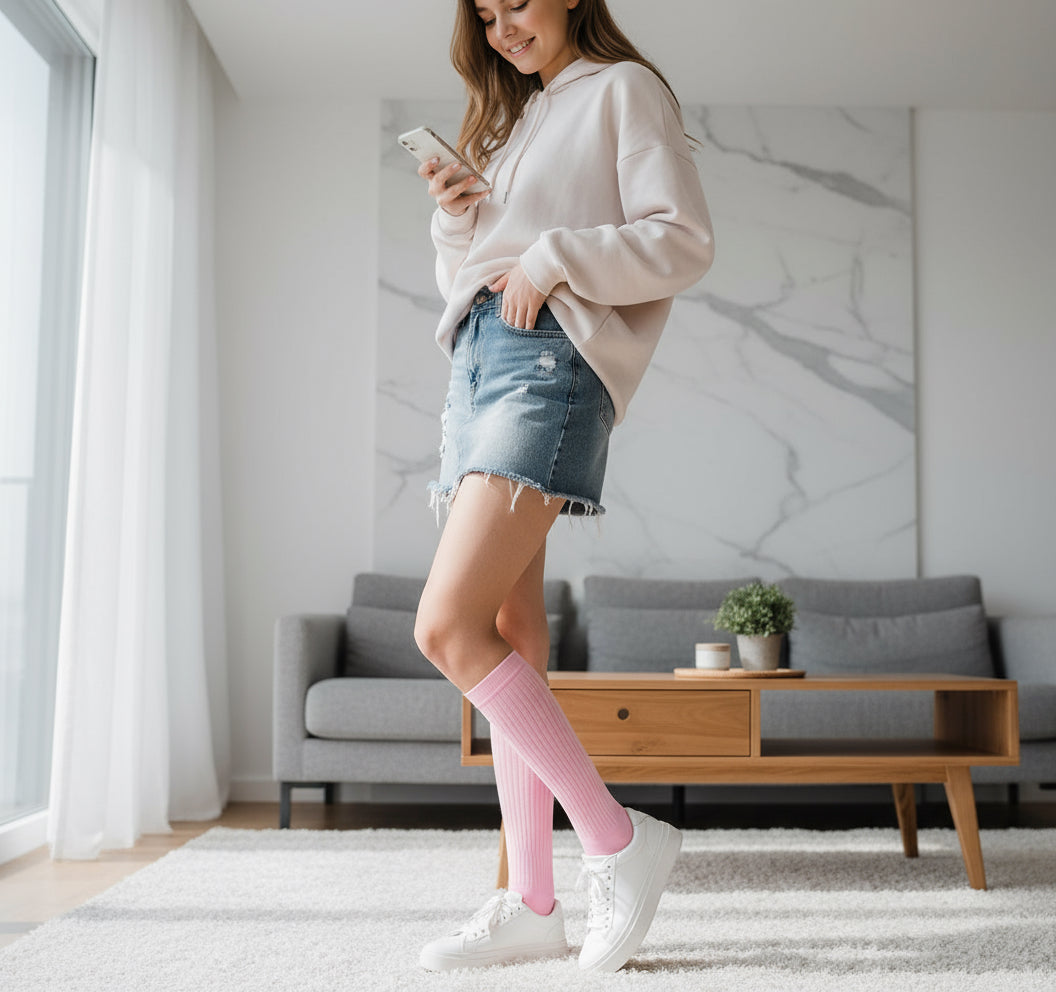 Pink Unisex casual socks