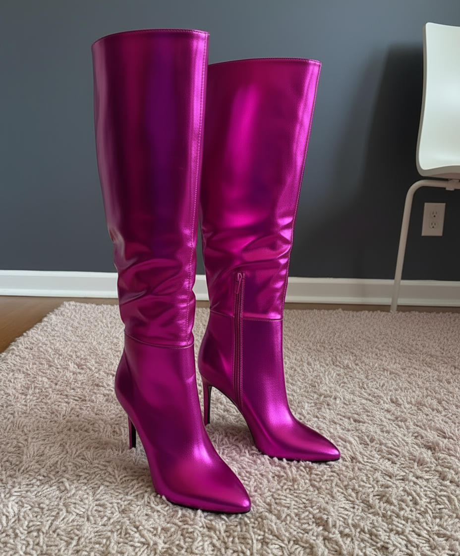 Glam Hot pink knee-high boots