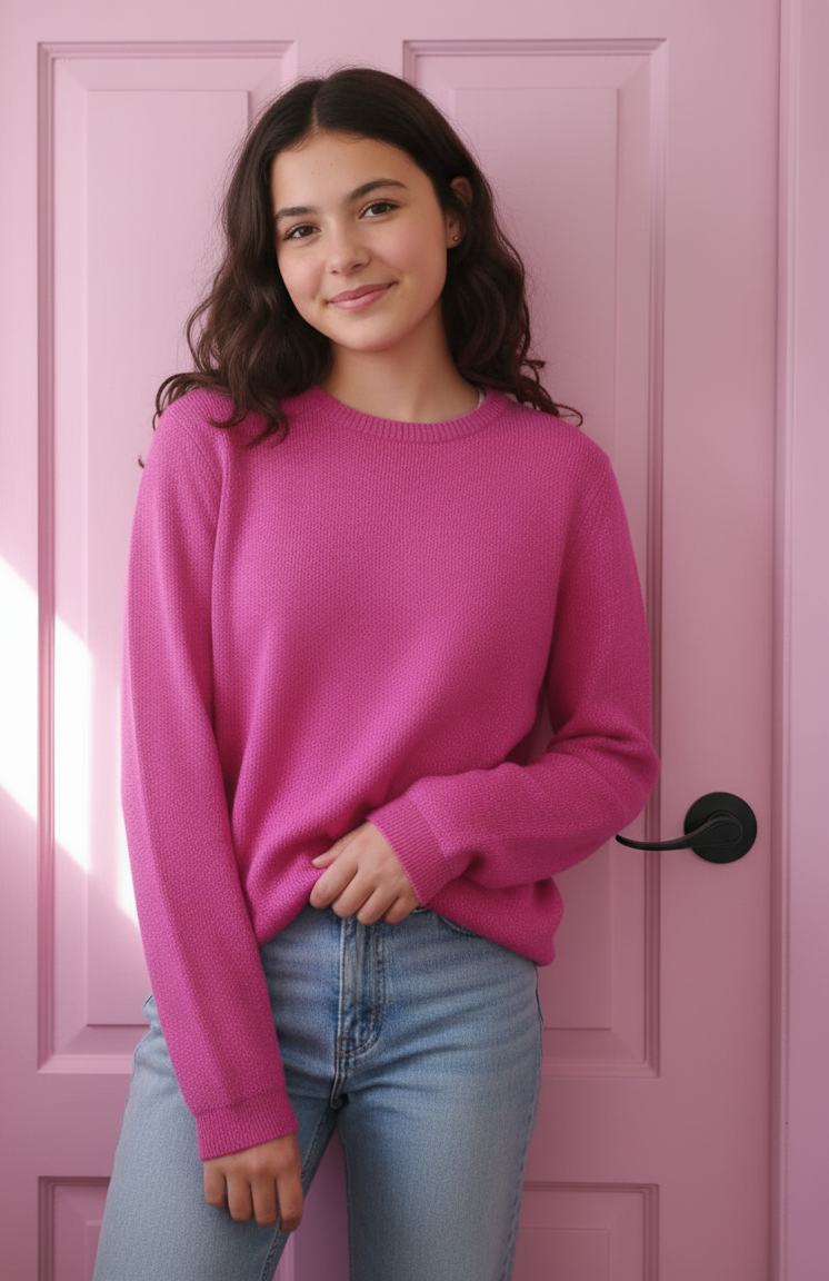 Thrifted Pink glittery  sweater kids 14 years old / women’s small