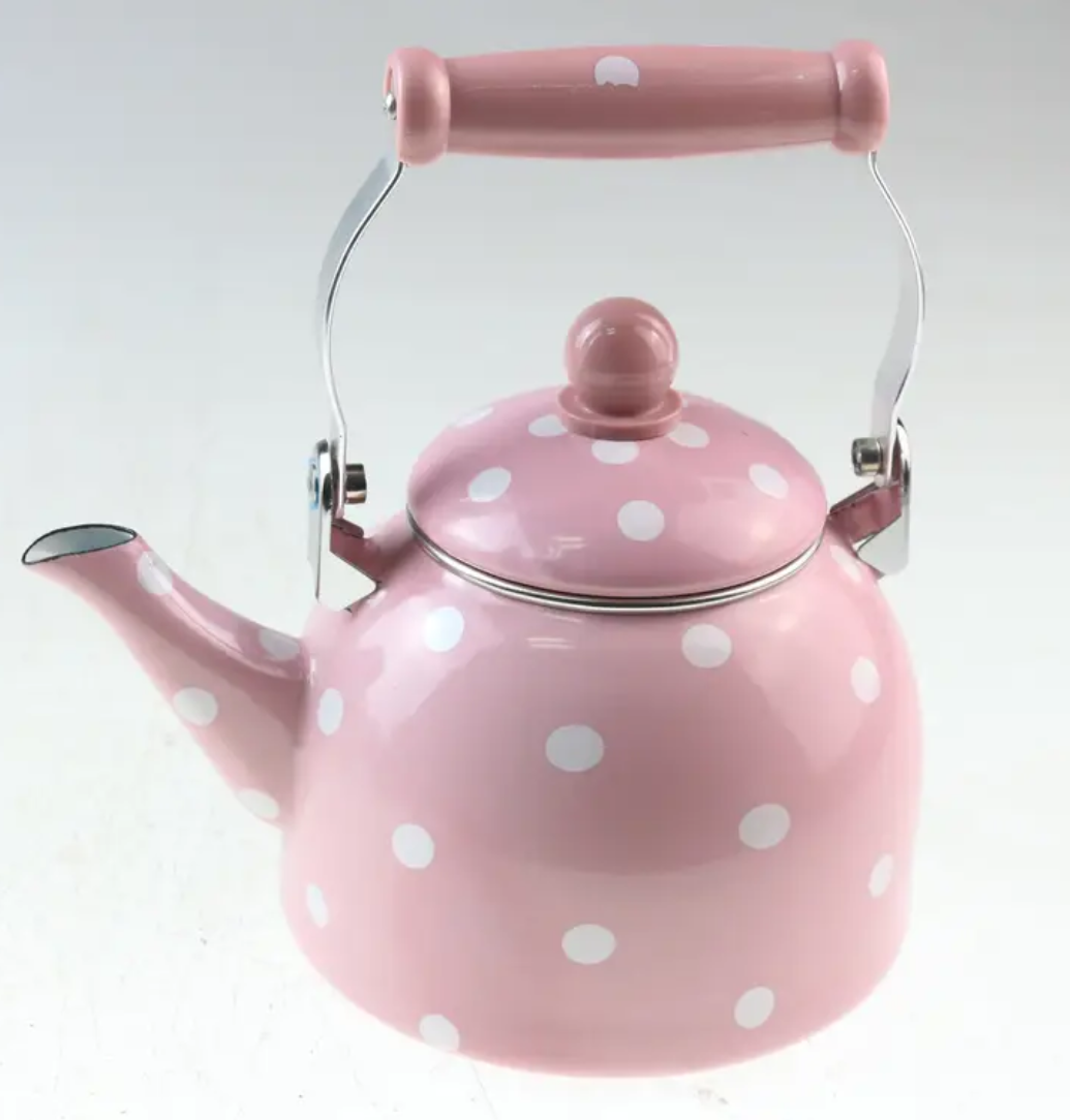 Cute pink polkadot tea pot