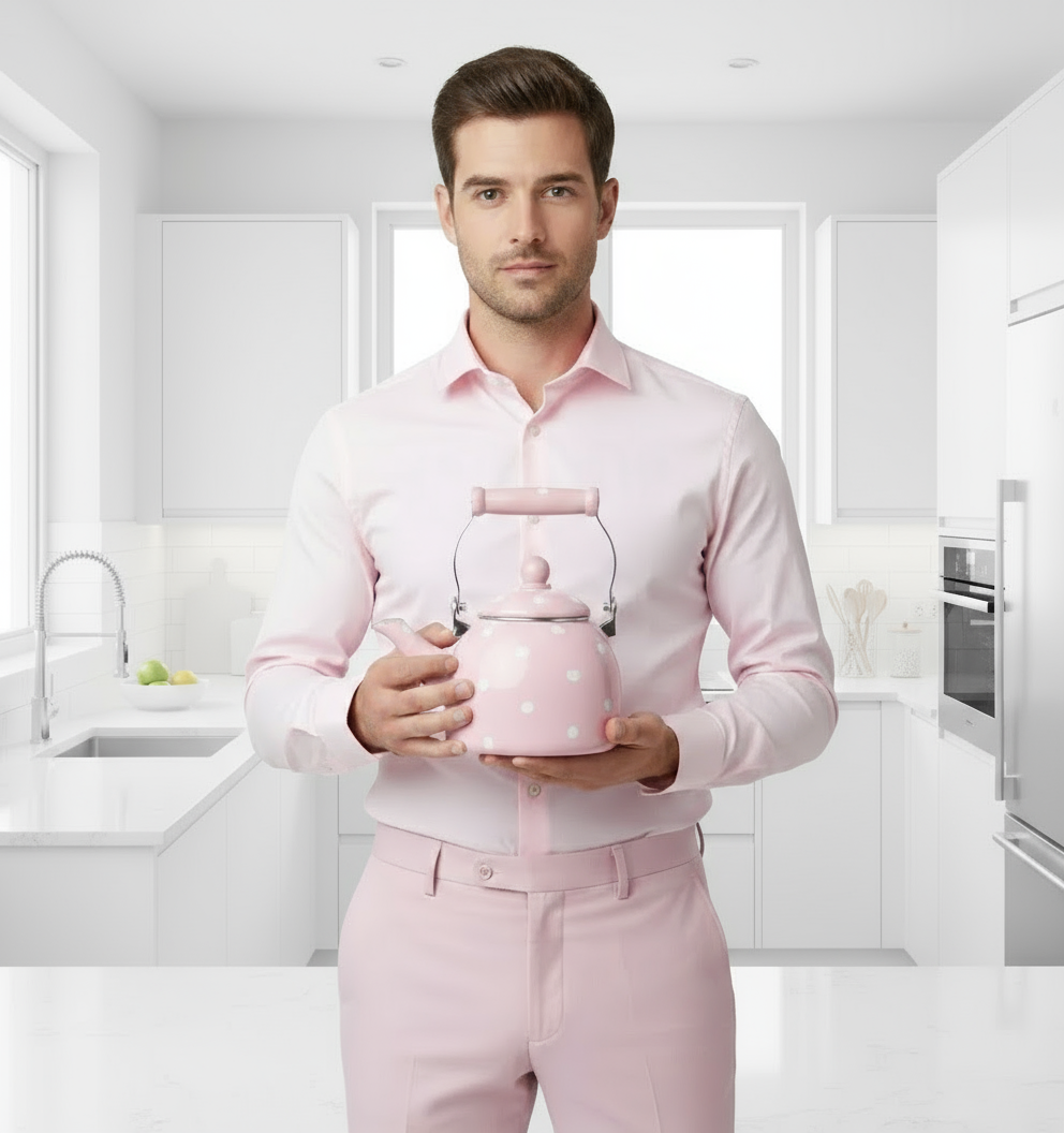 Cute pink polkadot tea pot