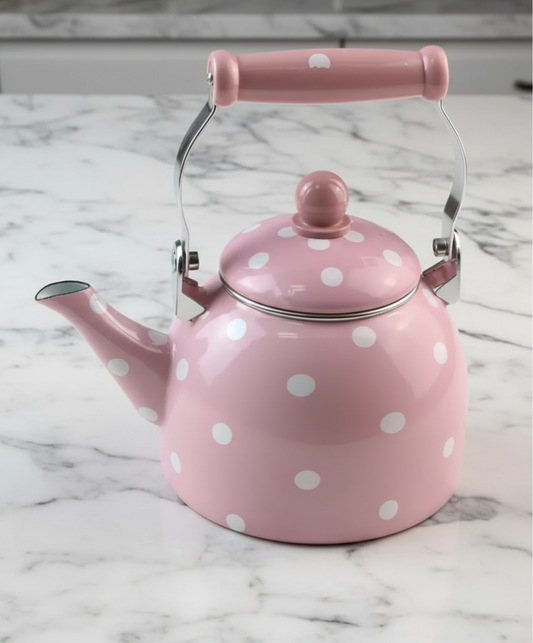 Cute pink polkadot tea pot